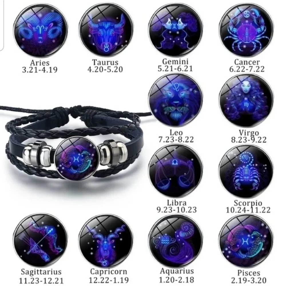 Leather Taurus 3D Astrology Unisex Bracelets